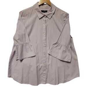 Slate & Willow Maternity Lilac Oxford‎ Button Up Shirt  Office Casual Women's L